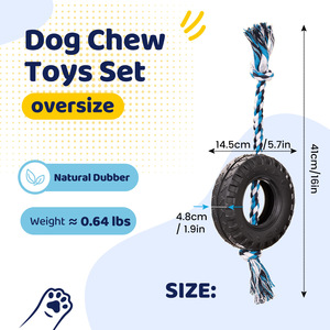 Jouet à mâcher interactif pour chien avec <span class=keywords><strong>pneu</strong></span> en caoutchouc et corde de tirage, pour chiens de taille moyenne à grande, mâcheurs agressifs, jouet indestructible pour chien - Product Image 6