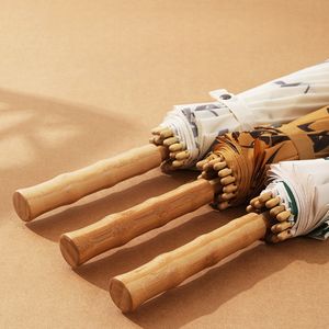 Ombrello con manico lungo in legno stile Han cinese stile dinastia 16k estetico Vintage per tutte le stagioni - Product Image 2