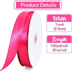 ริบบิ้นซาตินสองหน้าขนาด 1.5 นิ้ว (38.1 มม.) โพลีเอสเตอร์ 100% ยาว 50 หลา สีแดงล้วน สำหรับช่อดอกกุหลาบ ตกแต่งบ้าน ขายส่ง - Product Image 2