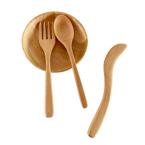 Wooden Spoon Fork Set Round Shape For Picnic And Outdoor Use - Product Image 5