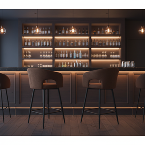Taburete de Bar de Terciopelo con Estructura Metálica, Asiento Tapizado, Silla Moderna para Barra, Muebles para Cafetería y Restaurante, Personalizable - Product Image 1