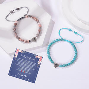 ฉันรักคุณ100<span class=keywords><strong>ภาษา</strong></span>สร้อยข้อมือหัวใจคริสตัลสีชมพูธรรมชาติถักด้วยเชือกหินควอตซ์สร้อยข้อมือปรับได้พร้อมการ์ดกระดาษสำหรับภรรยา - Product Image 5