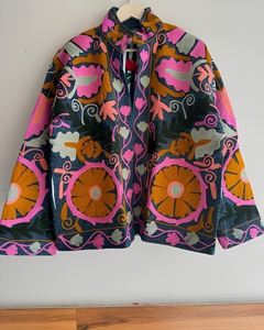 Handmade Velvet Vintage Suzani With Pocket Winter Short Jacket |<b>Boho</b> Jacket |Bomber Jacket | Winter Warmed Coat Cotton Suzani - Product Image 2