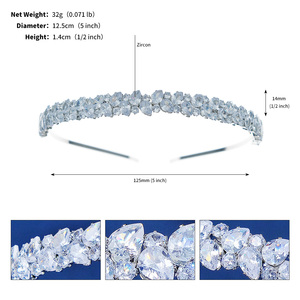 Diadema de zirconia europea para niña y mujer, Tiara para el pelo, cinta para el pelo, decoración para el pelo de boda, para dama de honor - Product Image 6