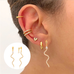 ROXI Deux façons de porter des boucles d'oreilles pendantes en argent sterling S925 avec un motif géométrique en forme de serpent - Product Image 4