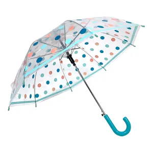 Ovida Poe Transparant Plastic Paraplu Apollo Vorm Aangepaste Logo Kinderen Paraplu
