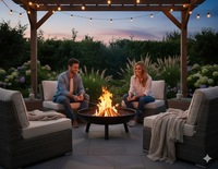 Brasero d'extérieur, foyer moderne en acier pour patio, terrasse et jardin, idéal pour le chauffage et la décoration