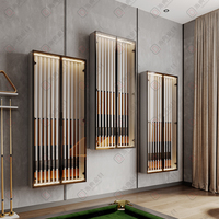 Armoire de rangement pour queues de billard, armoire murale suspendue avec vitrine en verre et panneau artificiel pour salle de billard, salle de membres