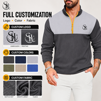 Pull à col montant texturé en maille gaufrée pour homme, demi-zip, color block, personnalisé OME, collection automne, marque privée, vêtements pour homme