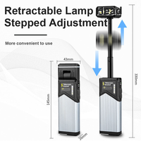 Lampe de travail rechargeable avec base magnétique et tête rotative, affichage numérique, lampe torche COB portable pour le camping, la réparation et les activités de plein air