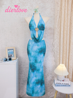 Nouvelle Robe de Plage Tie-Dye Halter 2026 pour Femme, Dos Nu, Longue, Protection Solaire, Tenue de Vacances, Vente en Gros