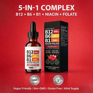 Gotas de Complejo Vitamínico B Listas para Enviar, Suplemento Líquido de Alta Potencia con B12, B6 y <span class=keywords><strong>B1</strong></span> para Adultos, Apoyo Nutricional Dietético - Product Image 3