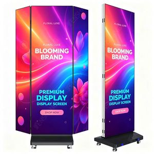 Écran d'affichage LED portable intelligent pliable P2.5 pour intérieur, support mural vidéo numérique de sécurité, écran d'affichage publicitaire LED pliable en trois parties - Product Image 1