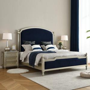 Customized Designs Home Bedroom Furniture Luxury Modern Bed Champagne Color Wooden Double King Size Bed With High Headboard - Product Image 4