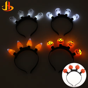 Serre-tête LED d'Halloween effrayant avec lumières clignotantes, motif citrouille et fantôme, étanche, à piles, produit phare, accessoire de fête et de déguisement - Product Image 6