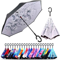 Colorez votre propre parapluie inversion fleur parapluie inversé c crochet poignée parapluie inversé