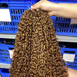 FYD Wholesale # Extensions de tresses brésiliennes vierges en <span class=keywords><strong>cheveux</strong></span> humains bouclés 27 30, 100g, base en soie, sans colle, noires - Product Image 1