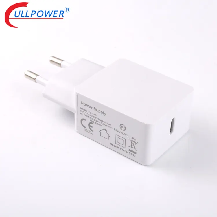20W PD Adapter USB-C TYPE C ONE USB PORT Charger For Mobile Phone PAD And Notebook 5V 9V 12V EU US Plugs