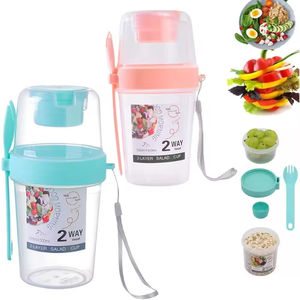 Vasos para llevar desayuno, ensaladas, yogur, cereales, avena, snacks, parfait, con tenedores para almacenamiento y servir alimentos - Product Image 1