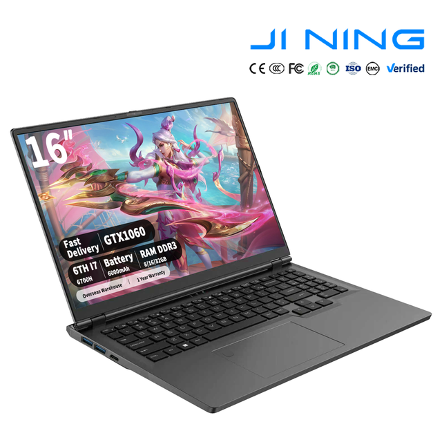 Factory Wholesale Bulk Order Gray 16 Inch Gaming Laptop Intel Core I7 6700H P106 6GB SSD 512GB RAM 16GB OEM Factory for Business