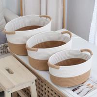 Panier de rangement en corde de coton tissé à la main de style japonais - Grande capacité pour la maison, le dortoir, l'organisation du bureau, les collations, les jouets, les petits objets