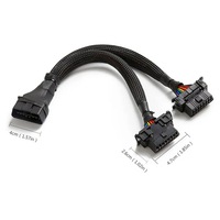 Cable adaptador divisor OBD2 de 16 pines con protección trenzada de chaqueta de PVC 1x extensión macho 2X hembra 30cm lectores de código de coche Cable OBD