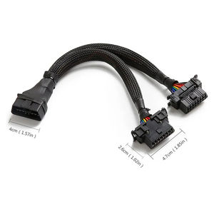 16-Pin OBD2 Splitter Adapter Cáp với PVC Áo khoác bện che chắn 1X nam 2X nữ mở rộng 30cm Xe mã độc giả OBD Cáp - Product Image 2