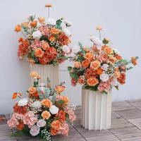 Décoration Florale de Mariage Premium : Boule de Fleurs en Soie Orange Terracotta Brûlé pour Centre de Table (Vente en Gros)