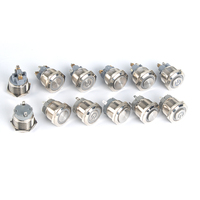 Interrupteur à bouton-poussoir HUSA 22 mm 1A 24V étanche IP65 avec anneau métallique lumineux pour appareils électroménagers et bornes à vis