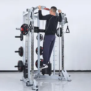 Commercial Multi Function Home Gym Equipment Pull Up Multi Station Smith Machine Squat Rack