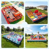 Parc d'attractions gonflable commercial extérieur sur le thème de l'orange, aire de jeux gonflable extérieure pour enfants