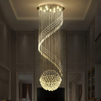 JYLIGHTING Lustre moderne en cristal en spirale, cascade, luminaire LED encastré de luxe pour plafond haut, escalier