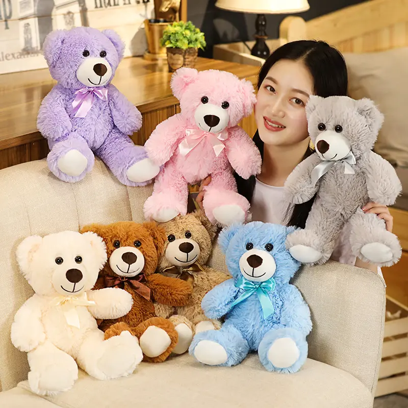 Wholesale Customize multi color teddy bear with bowknot plush toys peluche teddy bear stuffed for gift