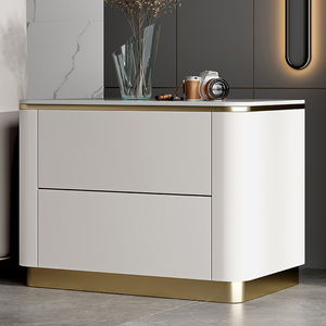 Akıllı ışık Modern İtalyan tarzı doğal gece standı özel başucu masa yatak odası ev başucu masa 2 çekmeceli - Product Image 1