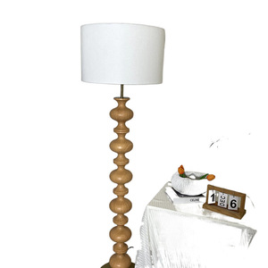 Wood Floor <b>Lamp</b> White Shade LED Light Source <b>Switch</b> Control Home Use - Product Image 5