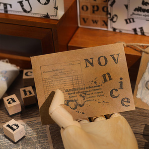 Sello de Madera Digital con Borde Roto, Diseño Retro de Letras y Números para Niños de Primaria - Product Image 4