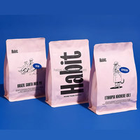 Sachets plats personnalisés en PE, étanches, thermoscellables, de qualité alimentaire, pour l'emballage de thé et de grains de café, avec valves de dégazage, vente en gros