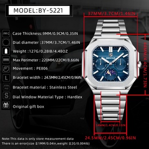Montre de luxe pour homme BENYAR BY-5221 2025, chronographe à quartz, mouvement à quartz, acier inoxydable, étanche, verre saphir - Product Image 6