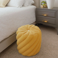 Nordic Ottoman Tabouret Faux Shearling Pumpkin Iron Base Repose-pieds Pouf pour Salon