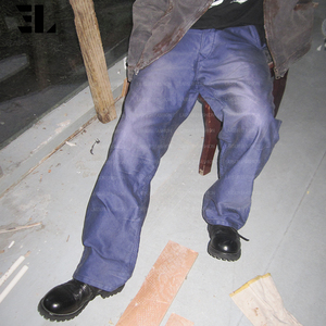 LARSUR Custom Factory Distressed Acid Wash Sun Faded Twill <strong>Moleskin</strong> Chore French Purple Work Pants Straight French Work <strong>Trousers</strong> - Product Image 4