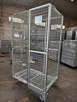 Conteneur à roulettes logistique pliable à 4 faces, robuste, en treillis métallique, chariot de manutention