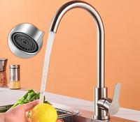 Robinet de cuisine mitigeur chaud et froid en acier inoxydable 304 de haute qualité avec poignée unique