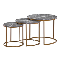 Nouvelle conception 2026, quantité minimale de commande 30 pièces, ensemble de tables gigognes rondes modernes et simples, nouveau design d'usine avec plateau en MDF et pieds en métal pour l'ameublement intérieur dans le salon