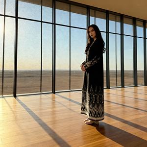 ชุดอาบายะหรูหราผ้าโพลีเอสเตอร์ปักเลื่อม ออกแบบตามสั่งสำหรับสตรีมุสลิม ขายส่ง - Product Image 2