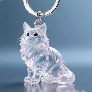 Llavero de estatuilla de gato transparente de nueva llegada | Contenedor de recuerdo de pelo de mascota | Encanto de resina personalizado para memoria y decoración de mascotas - Product Image 5