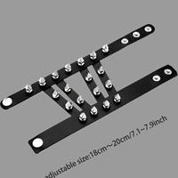 Bracelet de poignet en cuir à rivets argentés de style punk gothique, à pointe, avec dos en cuir, 20 cm, unisexe