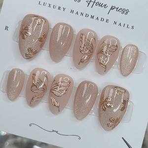 Nouvelle collection Printemps 2026 – Lot de 10 <span class=keywords><strong>faux</strong></span> <span class=keywords><strong>ongles</strong></span> français en ABS réutilisables, forme amande, à presser, personnalisables, en acrylique pour les doigts - Product Image 5