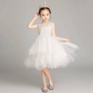 Vestidos de Princesa de Encaje Maxi sin Mangas con Capas para Niñas, Ideales para Bodas, Fiestas Formales y Cumpleaños, Ecológicos, Transpirables, Blancos y Rosas - Product Image 1