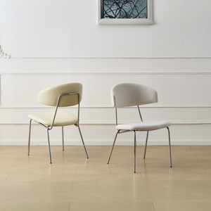 Hiện đại sang trọng nhà hàng đồ nội thất nhà bếp phòng ăn ghế gói <span class=keywords><strong>4</strong></span> xếp chồng màu xám nhung vải ghế ăn với chân bạc - Product Image 1