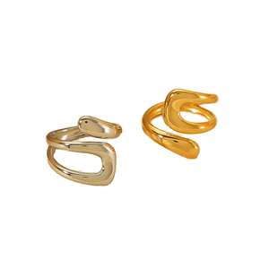 Nouvelle conception QX – Bagues ouvertes tendance en acier inoxydable plaqué or 18 carats avec zircon, étanches, design crochet, pour femmes – Vente en gros - Product Image 1